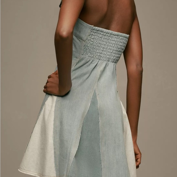 NEW- Pilcro Strapless Seamed Denim Mini Dress - Size Large - Picture 3 of 5